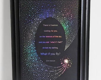 What if I fall? Erin Hanson motivational quote A4 holographic print