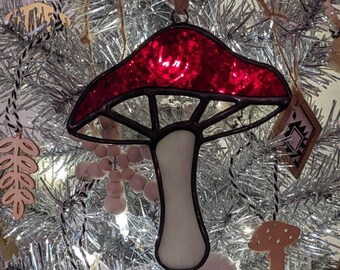 Stained Glass Mushroom Ornament