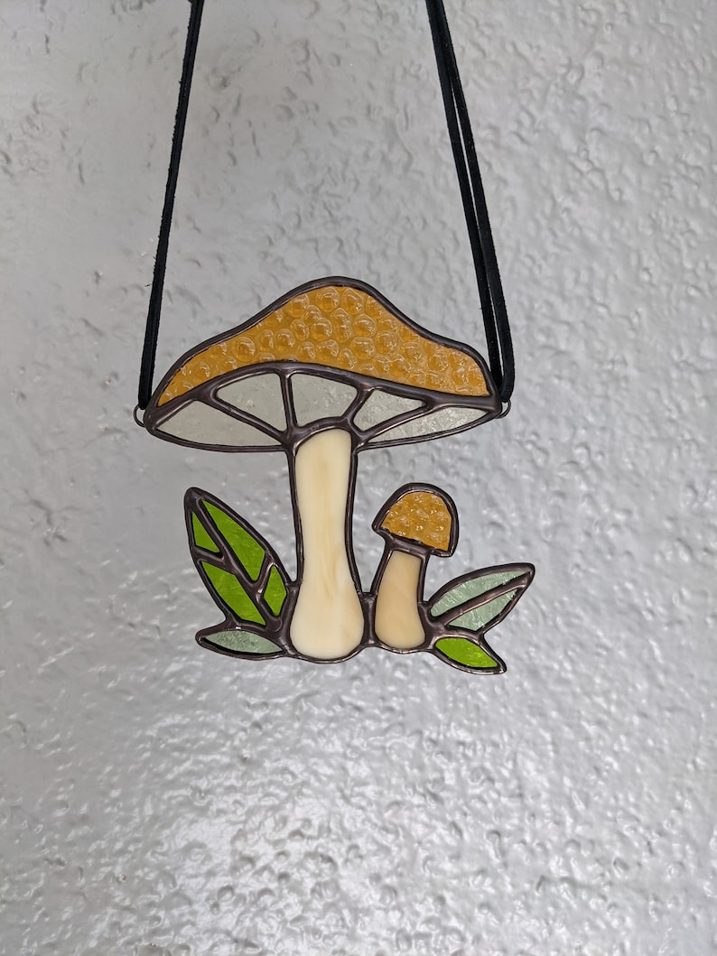 Stained Glass Mushroom Suncatcher Etsy