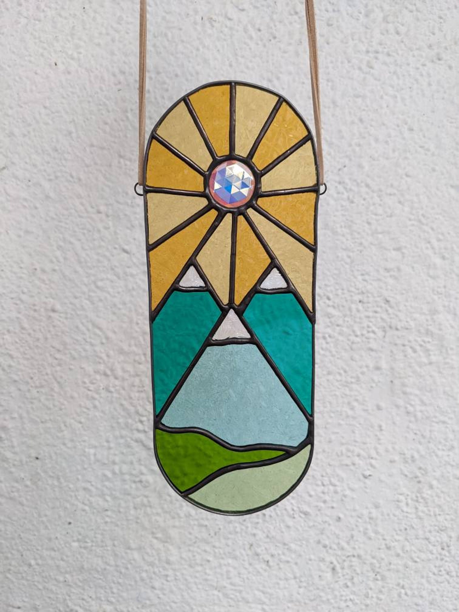 Stained Glass Mountain Suncatcher Etsy