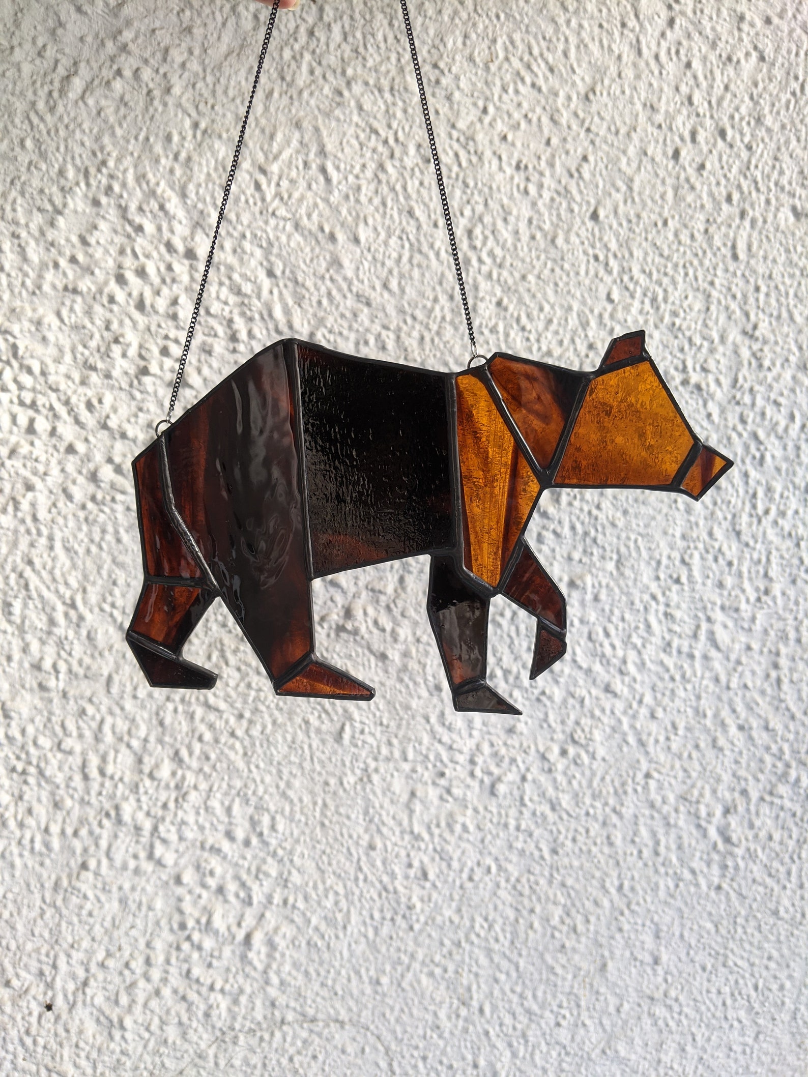 Geometric Stained Glass Grizzly Bear Etsy