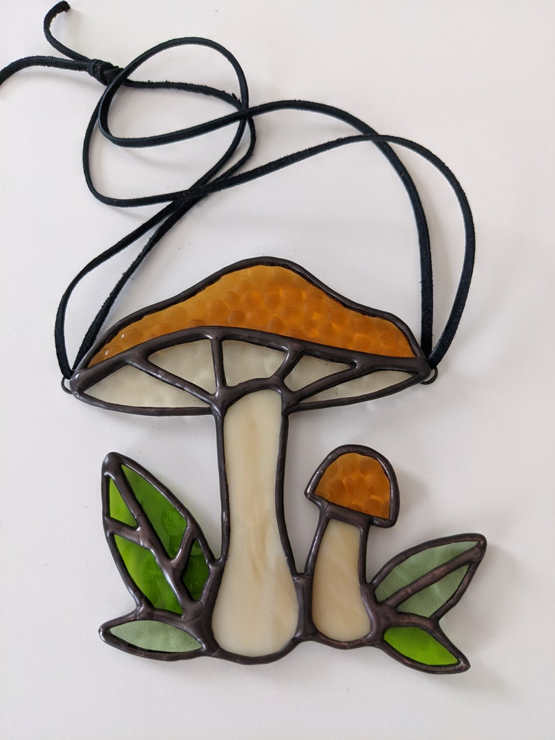 Stained Glass Mushroom Suncatcher Etsy