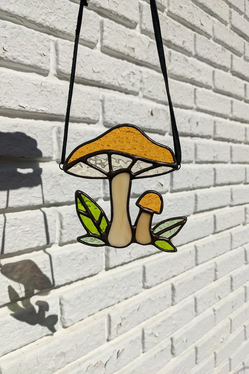 Stained Glass Mushroom Suncatcher Etsy