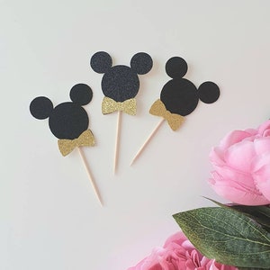 Dapper Mickey Mouse Cupcake Toppers, Mouse Cupcake Toppers, Mouse Food Picks, Mickey Mouse Party