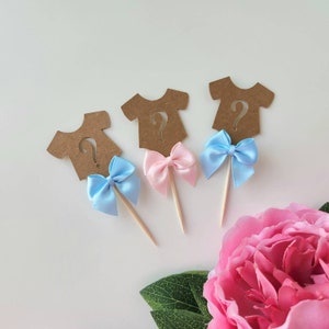 Rustic Boho Gender Reveal Cupcake Toppers, Gender Reveal Cupcake Toppers, Baby Shower, Baby Onesies Cupcake Toppers, Gender Reveal