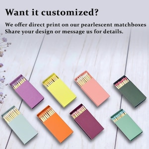 Pearlescent Matchbox with Safety Matches - Iridescent Wedding Favor, Candle Accessory, Shiny Gift image 2