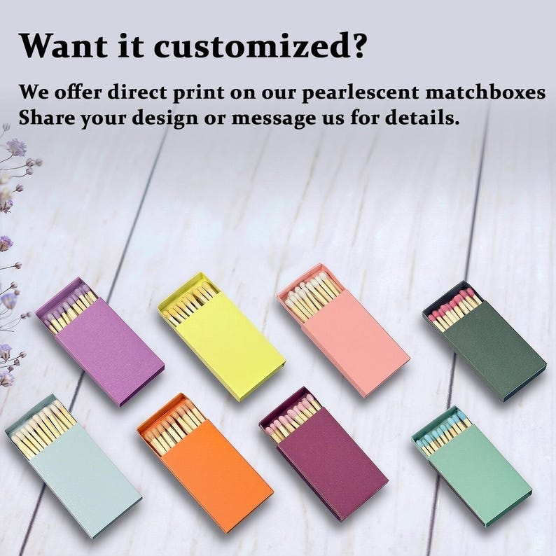 Pearlescent Matchbox with Safety Matches - Iridescent Wedding Favor, Candle Accessory, Shiny Gift image 2