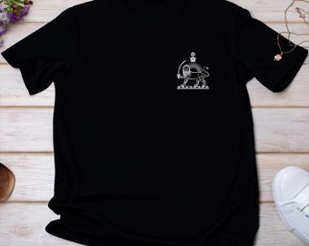 Persian Lion and Sun Crown T-Shirt – Shir o Khorshid Minimal Chest Logo Tee