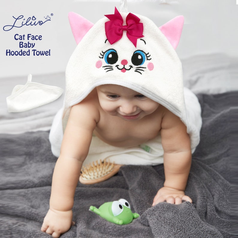 Baby Hooded Towels and Washcloths Set, Baby Gift, Animal Towel Hoodie