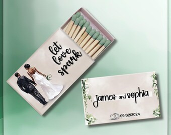 Personalized Wedding Matchboxes - Let Love Spark - Custom Favors, Set of 50