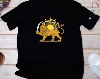 Custom Persian Lion and Sun T-Shirt – Shir o Khorshid Iranian Heritage Graphic Tee