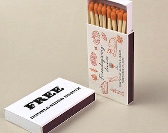 Thanksgiving Matchboxes – Fall Dinner Party Favors – Personalized Matchbox Design – Custom Autumn Matches