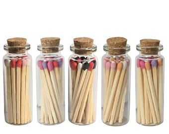 Colorful Matchsticks in Glass Bottle with Striker - Home Decor