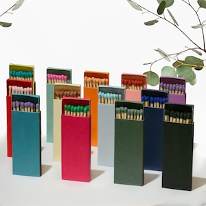 Iridescent Matchbox with Colored Matches: Pearlescent Candle Gift