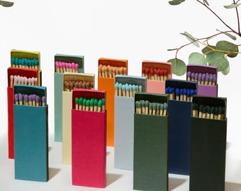 Iridescent Matchbox with Colored Matches: Pearlescent Candle Gift