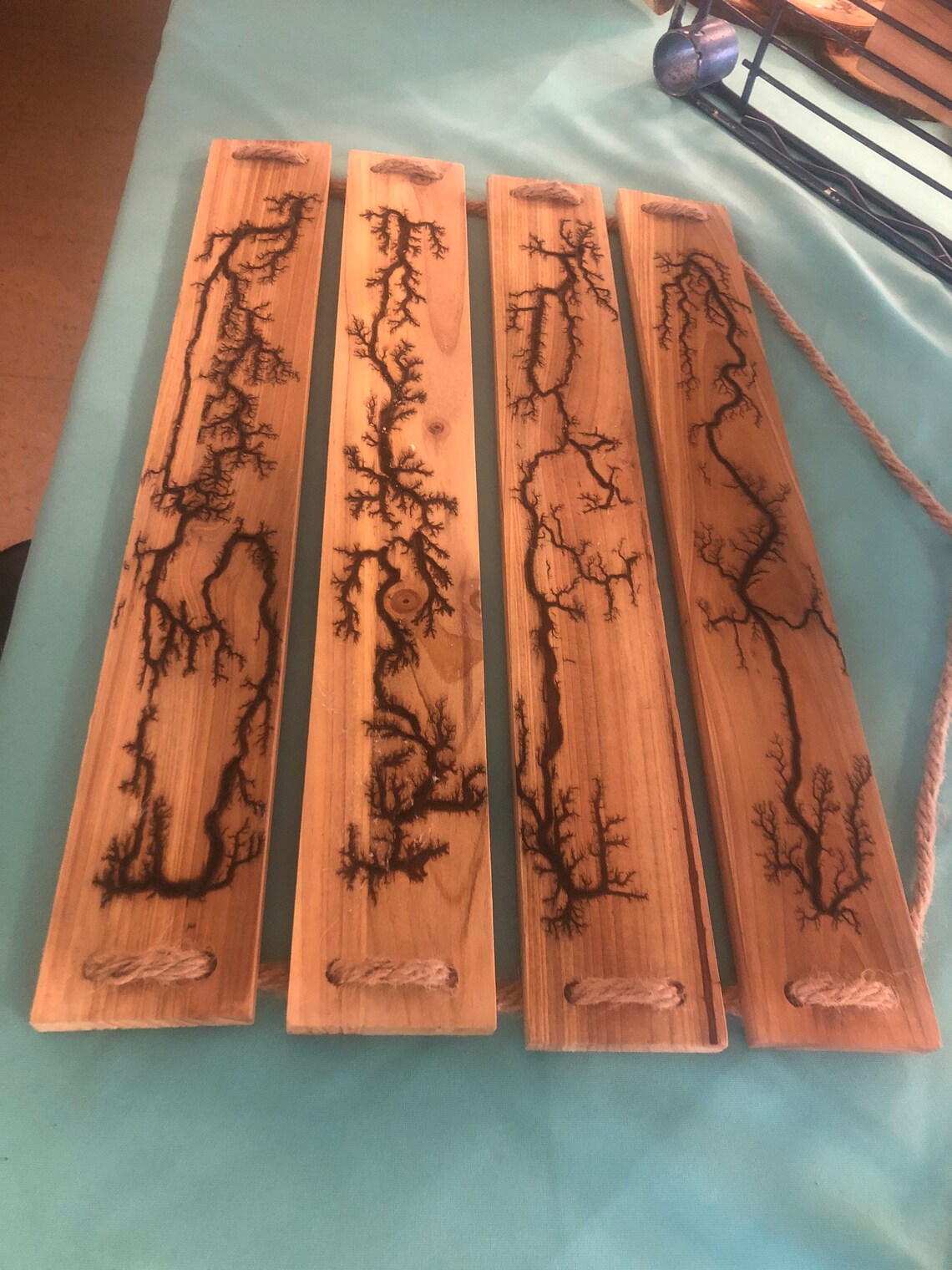 Fractal wood art 4 plank hanging Etsy