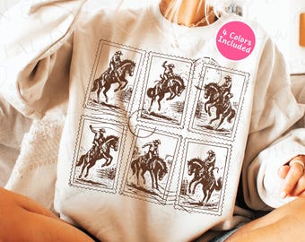 Rodeo Cowboy PNG | Western Designs | Ranch PNG | Texas Bucking Horses | Vintage Postage Stamp | Southern Country Png | Digital Download