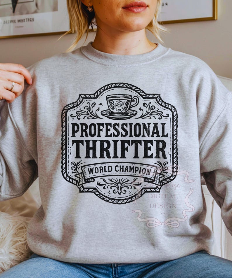 Vintage Thrifted PNG SVG, I'd Rather Be Thrifting Funny Western Png, Trendy Quote Sublimation Design, Distressed Country PNG, Southern Svg image 4