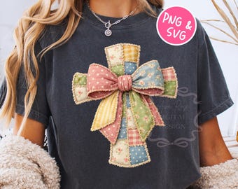 Patchwork Cross PNG SVG, Faux Quilted Christian Shirt Png, Coquette Embroidered Jesus Png, Trendy Shirt Design File, Sublimation Tshirt Png