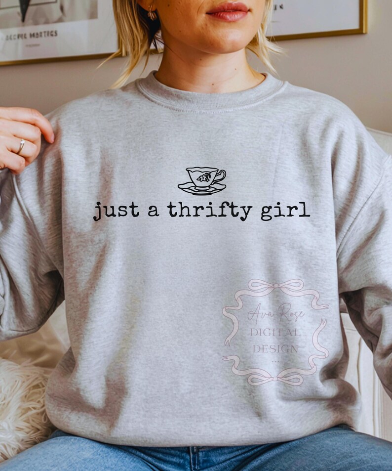 Grappig Thrifting Shirt PNG SVG, Vintage Thrift Png, Trendy Quote Design, Minimal Esthetic Png, Girly Retro Shirt Png Sublimatie Design DTF afbeelding 6