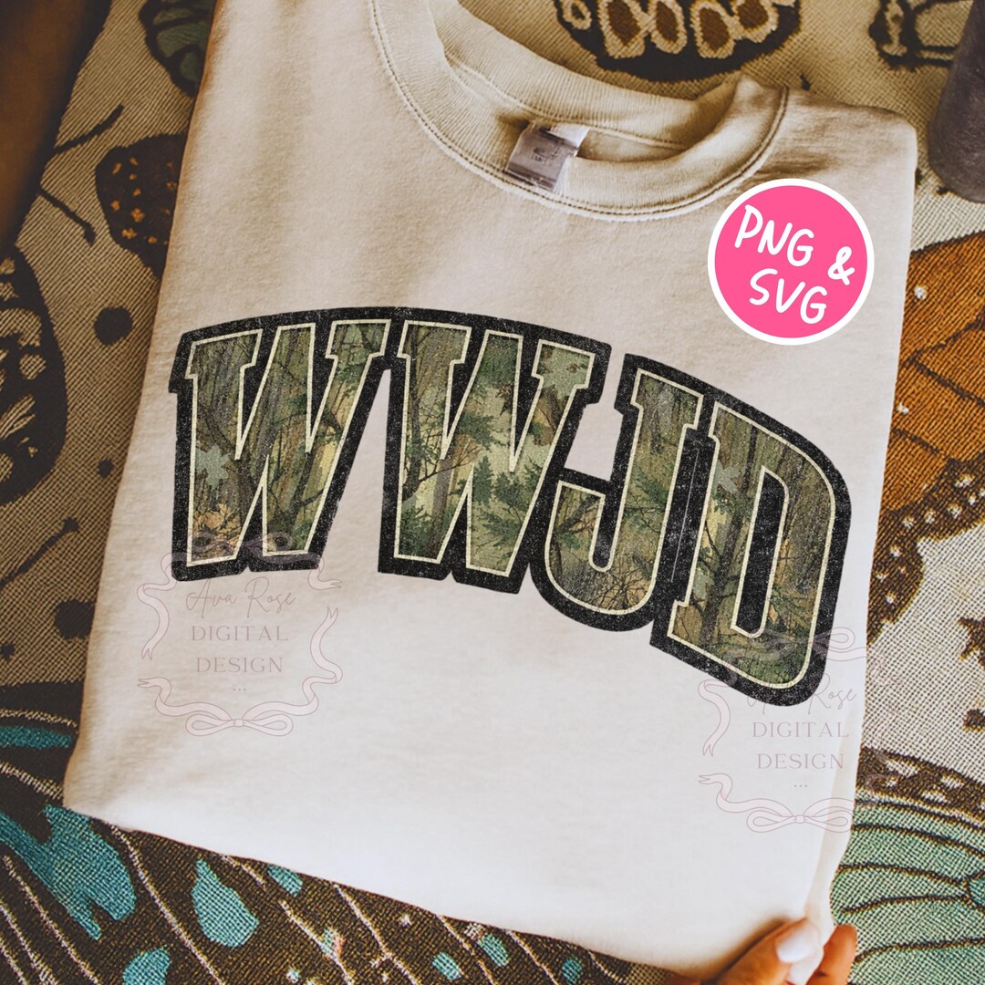 Hunting Camo WWJD PNG SVG, Trendy Christian Shirt Design File, Retro ...