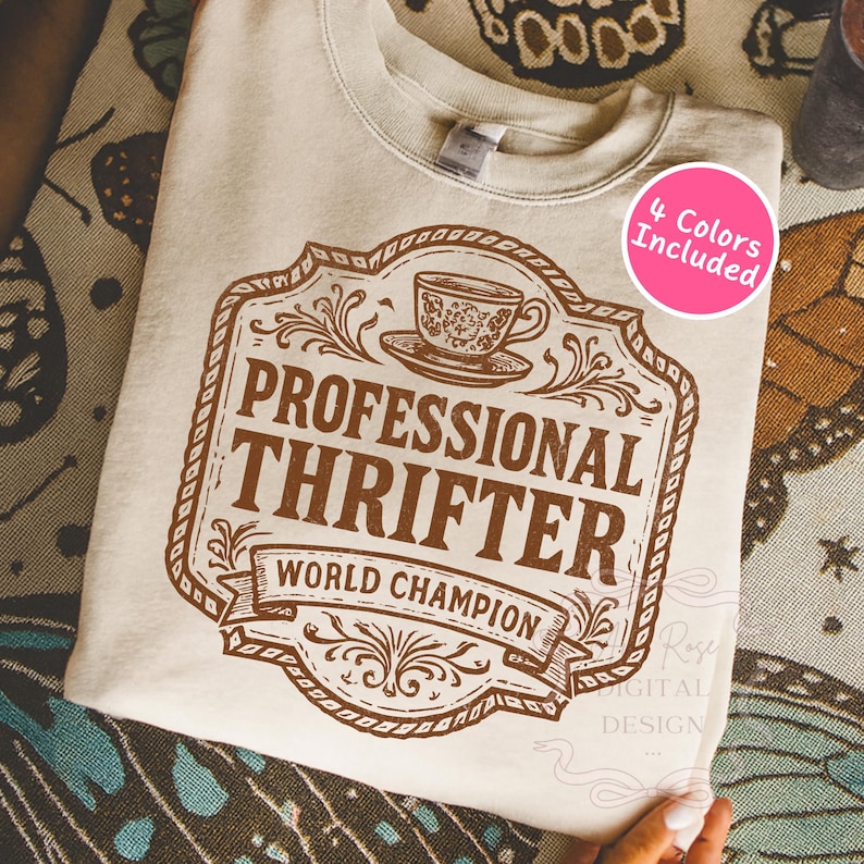 Vintage Thrifted PNG SVG, I'd Rather Be Thrifting Funny Western Png, Trendy Quote Sublimation Design, Distressed Country PNG, Southern Svg image 1