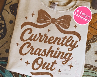 Crash Out Girly Retro Funny Quote PNG, Sassy Sarcastic Shirt Design, Adult Humor Png, Preppy Bow Shirt Png, Vintage Trendy Quote Sublimation