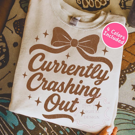 Crash Out Girly Retro Funny Quote PNG, Sassy Sarcastic Shirt Design, Adult Humor Png, Preppy Bow Shirt Png, Vintage Trendy Quote Sublimation