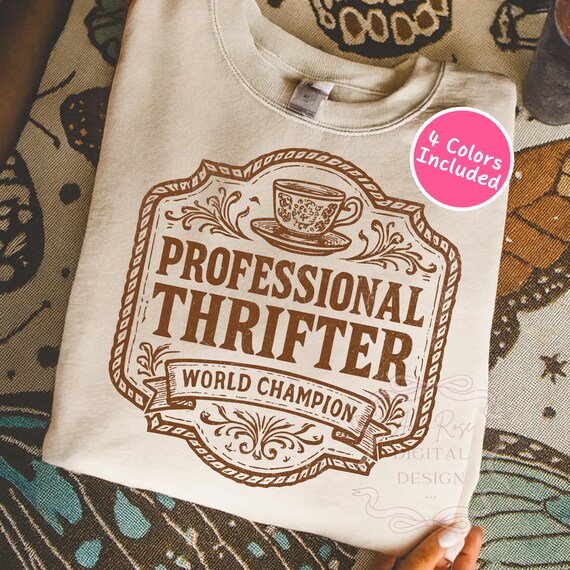 Vintage Thrifted PNG SVG, I'd Rather Be Thrifting Funny Western Png, Trendy Quote Sublimation Design, Distressed Country PNG, Southern Svg