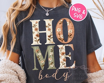Faux Embroidery Homebody PNG SVG, Floral Trendy Knit Png, Boho Patchwork Womens Png, Homebody Club, Trending Everyday Sublimation Png Design