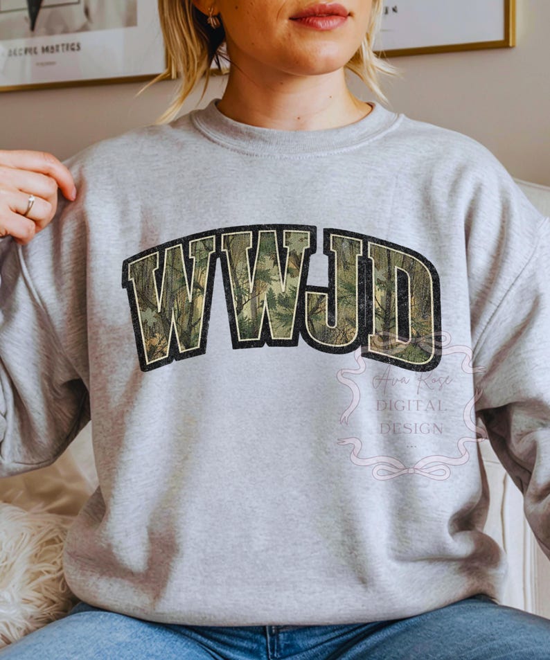 Hunting Camo WWJD PNG SVG, Trendy Christian Shirt Design File, Retro ...