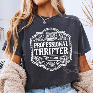 Vintage Thrifted PNG SVG, I'd Rather Be Thrifting Funny Western Png, Trendy Quote Sublimation Design, Distressed Country PNG, Southern Svg image 6