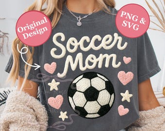 Faux Yarn Soccer Mom PNG SVG, Latch Hook Trendy Soccer Mama Sublimation Design, Crochet Soccer Graphic, Sports Mom Shirt, Proud Soccer Fan