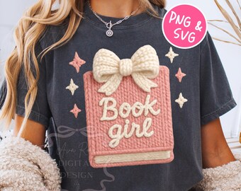 Faux Yarn Book Lover PNG, Book Sublimation, Pink Bookish Png File, Knit Reading PNG, Girly Reader Png, Book Club Graphic, Digital Download