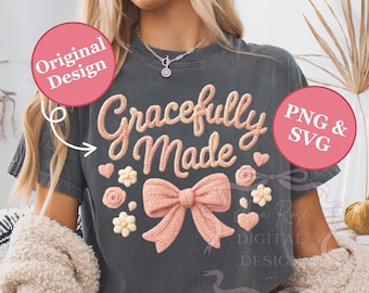 Crochet Christian PNG, Yarn Jesus PNG, Girly Bible Quote SVG, Trendy Blessed Svg, Knit Coquette Shirt, Faith Gift, Scripture Sublimation