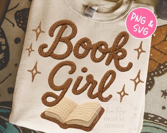 Faux Yarn Book Lover PNG, Book Sublimation, Knitted Bookish Png File, Knit Reading PNG, Girly Reader Png, Book Club Graphic, Digital Design