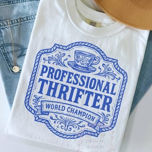 Vintage Thrifted PNG SVG, I'd Rather Be Thrifting Funny Western Png, Trendy Quote Sublimation Design, Distressed Country PNG, Southern Svg image 3