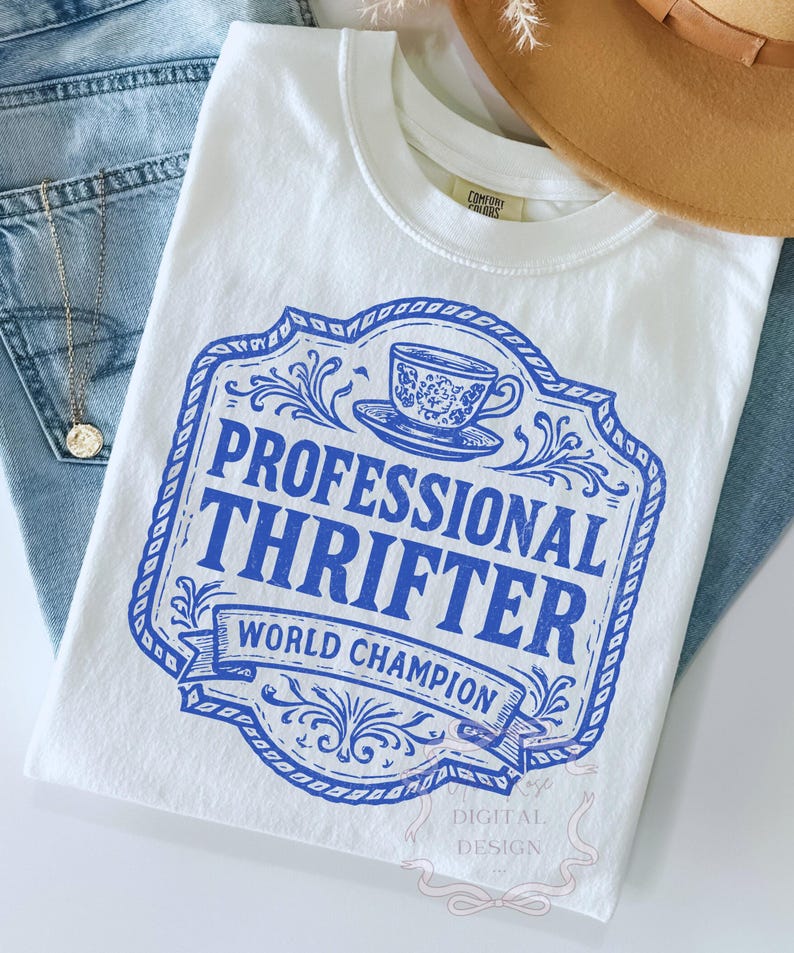 Vintage Thrifted PNG SVG, I'd Rather Be Thrifting Funny Western Png, Trendy Quote Sublimation Design, Distressed Country PNG, Southern Svg image 3