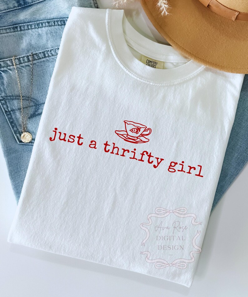 Grappig Thrifting Shirt PNG SVG, Vintage Thrift Png, Trendy Quote Design, Minimal Esthetic Png, Girly Retro Shirt Png Sublimatie Design DTF afbeelding 4