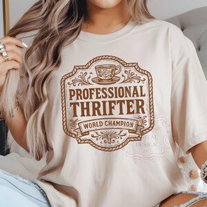 Vintage Thrifted PNG SVG, I'd Rather Be Thrifting Funny Western Png, Trendy Quote Sublimation Design, Distressed Country PNG, Southern Svg image 5