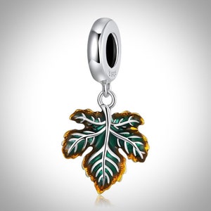 Maple Leaf Pendant, 100% 925 Sterling Silver, Enamel Processing, Charm For Bracelet, Maple Leaf Charm