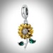 Sunflower Dangle Charm, 100% 925 Sterling Silver, Enamel Processing, Charm For Bracelet, Flower Charm 