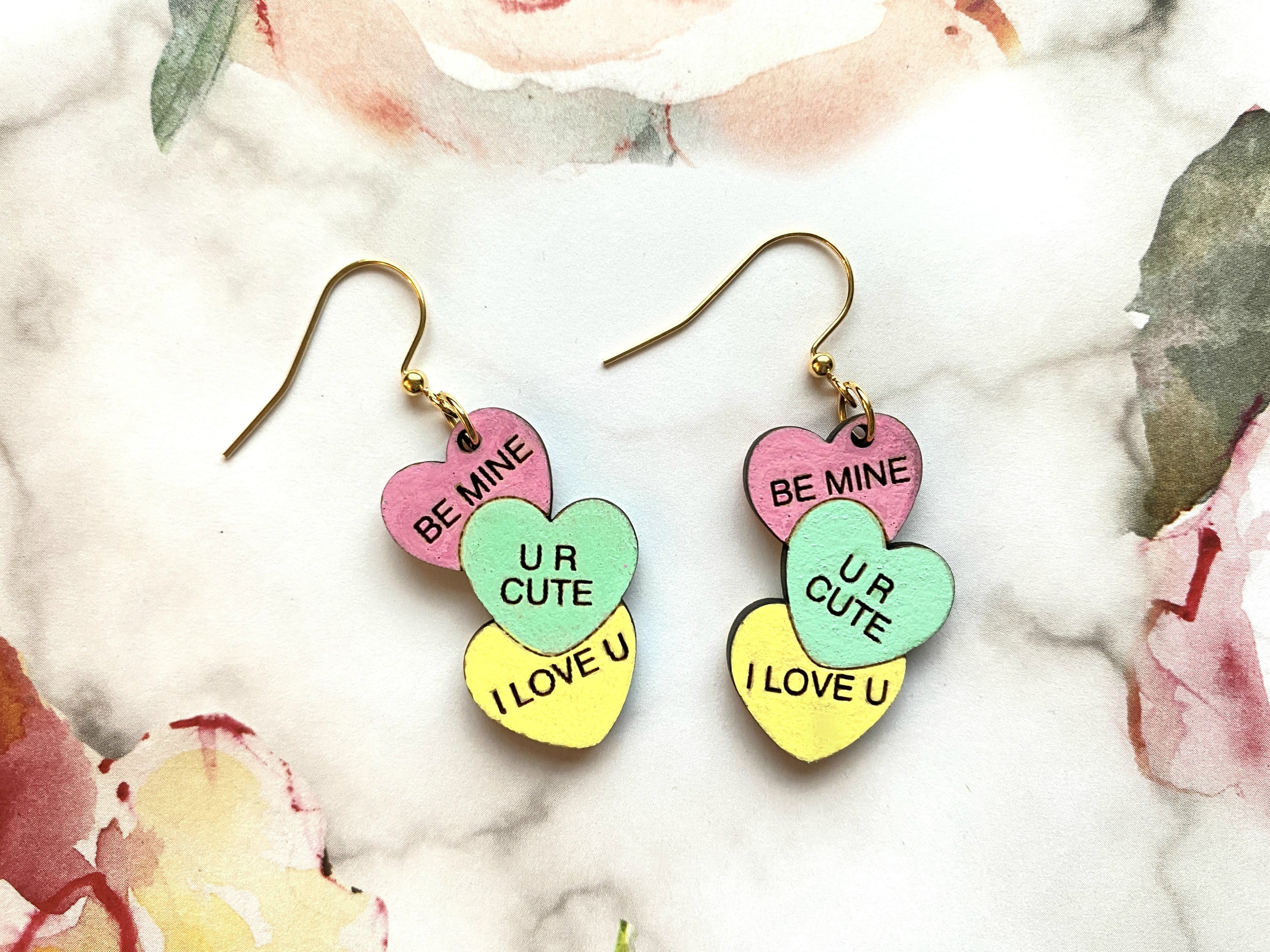 Valentine's Day Earrings Candy Heart Earrings Etsy