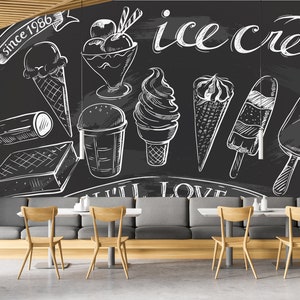 Carta da parati gelato nero, buccia e bastone, carta da parati caffè, carta da parati culinaria, carta da parati moderna, carta da parati buccia e bastone, autoadesivo