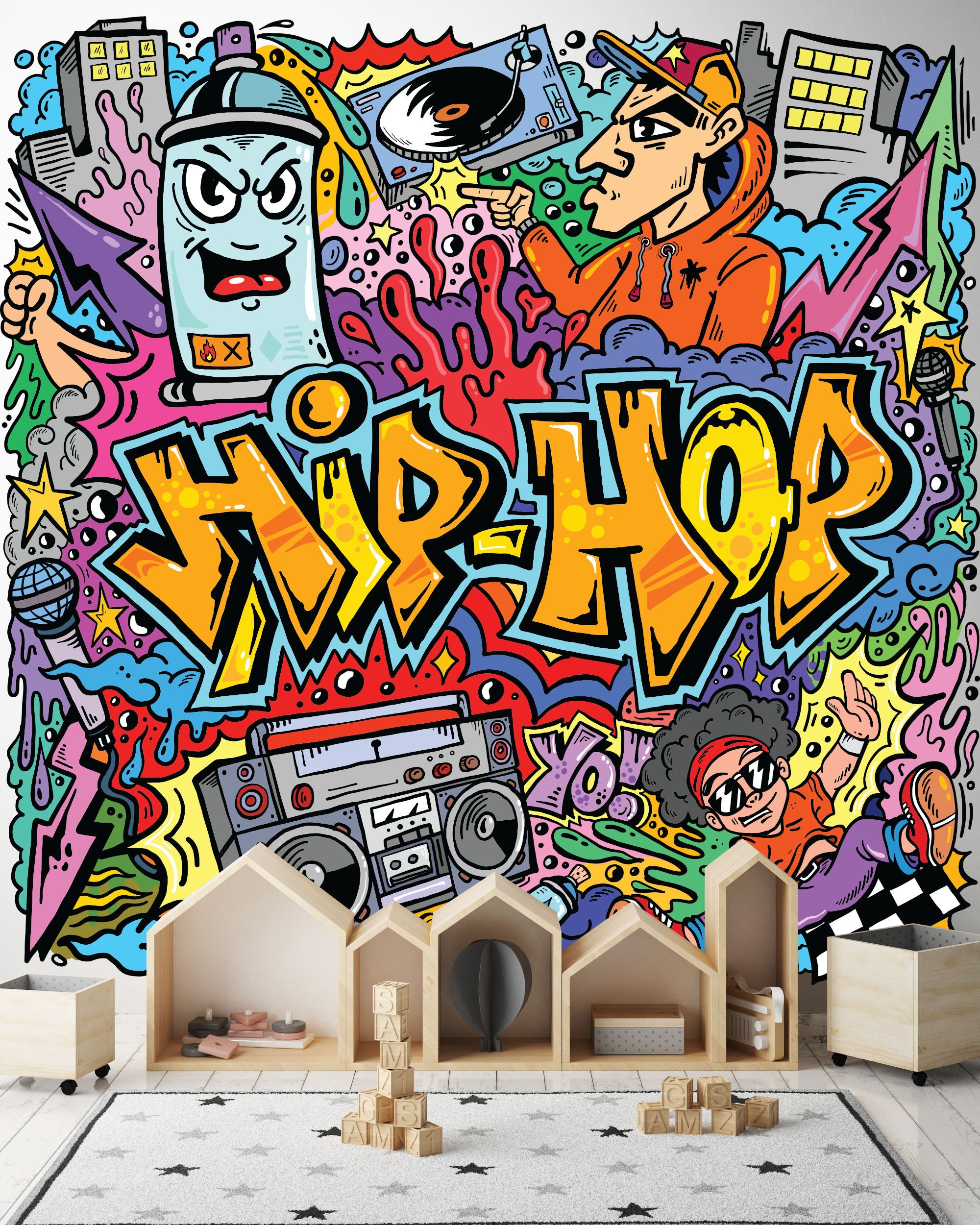 Hip Hop Street Graffiti Wallpaper Kid Wallpaper Peel And Etsy 日本 Hip Hop Street Graffiti Wallpaper Kid Wallpaper Peel And Etsy 日本