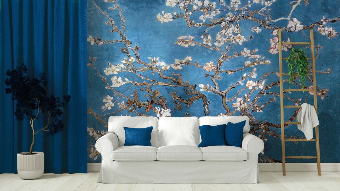 Floral Wallpaper, Blue Chinoiserie Swan Wallpaper, Traditional
