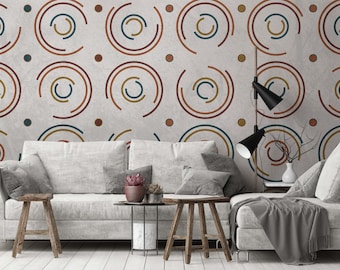 Abstract Colorful Circles Peel and Stick Wallpaper / Art Wallpaper Self Adhesive / Wall Decoration Wallpaper and Wall Mural / Art Decor