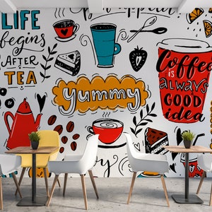 ***Sample AS Creation Black Chalk Board Pattern Multi Coloured Wallpaper  Coffee Shop CafÃƒ© Restaura