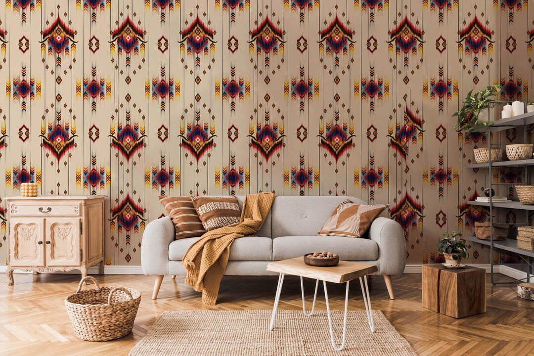 Red Vintage Flowers, Boho Wallpaper, Vintage Wallpaper, Peel Stick Wallpaper, Custom Wallpaper ...