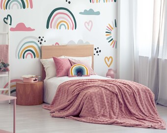 Rainbow Colorful Pattern Nice Nursery Wallpaper, Kid Wallpaper, Peel and Stick, Modern Wallpaper, Graphic Wallpaper, Self Adhesive Wallpaper